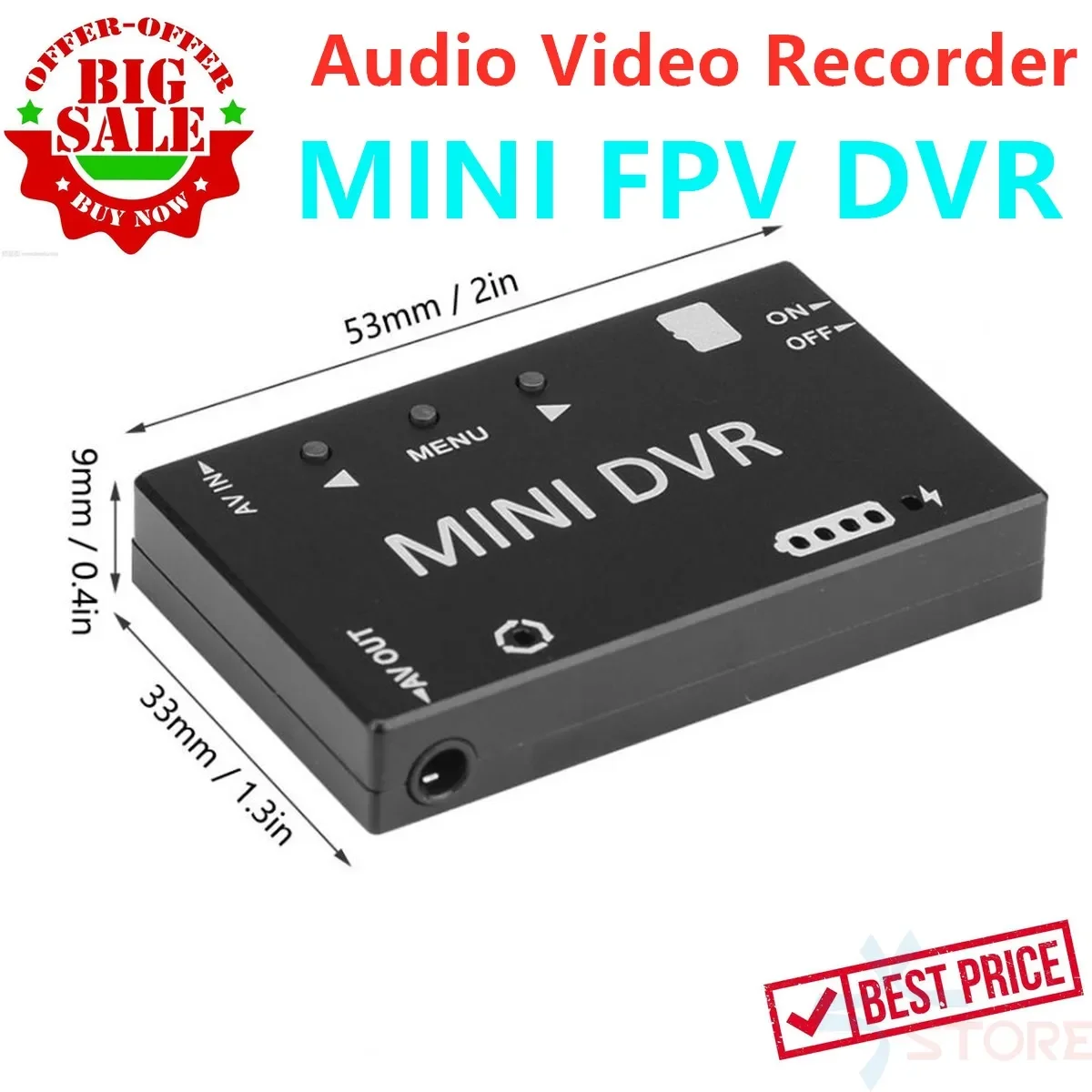 

Mini FPV DVR Module NTSC/PAL Switchable Built-in Battery Video Audio FPV Recorder for RC Models Racing FPV Drone