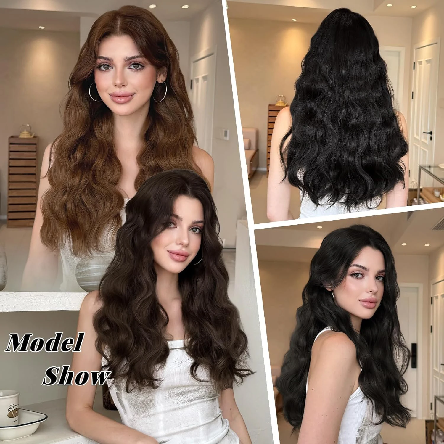 Straight Hair Clips Halo Hair Extensions Remy Human Hair Clip In Hair Extensions 26 Inch #1B One Piece Hair Wire Hair Extensions 45 Sf7d4e0f983e541ed9cfa475fd6ee3bd3M