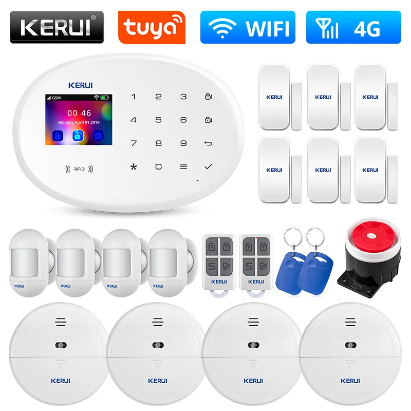 KERUI W204 Tuya умная система сигнализации WIFI GSM 4G Домашняя безопасность RIFD приложение дистанционное управление Сенсорная панель охранная PIR датчик двери сирена
KERUI W204 Tuya умная система сигнализации WIFI GSM 4G Домашняя безопасность RIFD приложение дистанционное управление Сенсорная панель охранная PIR датчик двери сирена