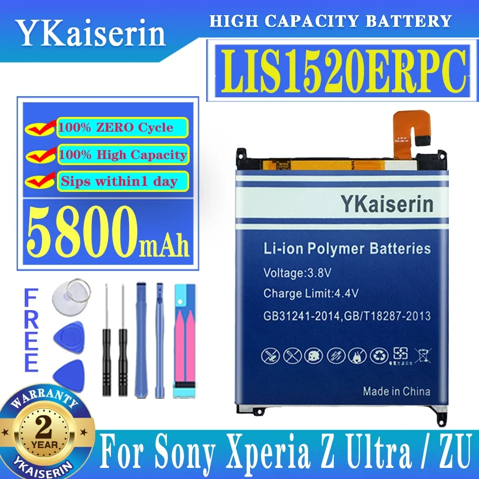 5800mAh LIS1520ERPC Battery For SONY XL39h Xperia Z Ultra C6802 Togari L4 ZU C6833 C6616 ZU XL39H Rechargeable Batteria + Tools
5800mAh LIS1520ERPC Battery For SONY XL39h Xperia Z Ultra C6802 Togari L4 ZU C6833 C6616 ZU XL39H Rechargeable Batteria + Tools