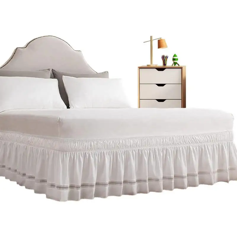 

Wrap Around Bed Skirt White Bed Skirt Elastic Band Wrap Around Bed Skirt Easy To Install Fade Resistant Queen/King For Bed Room