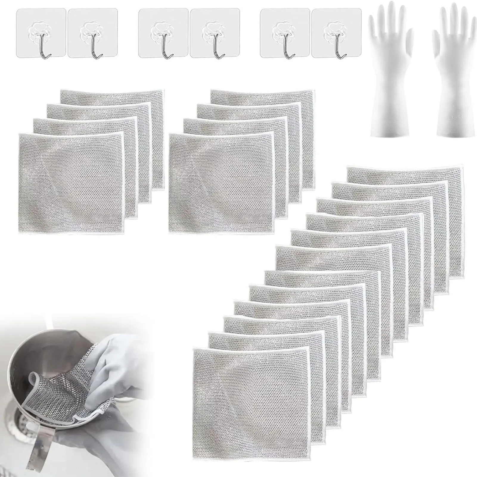 10pcs Dishwashing Cloth Kitchen Dish Pot Cloth Nylon Wash Towel Rag with Glove and Hook Multifunctional Wire Dish Cloth Cleaning
10pcs Dishwashing Cloth Kitchen Dish Pot Cloth Nylon Wash Towel Rag with Glove and Hook Multifunctional Wire Dish Cloth Cleaning
