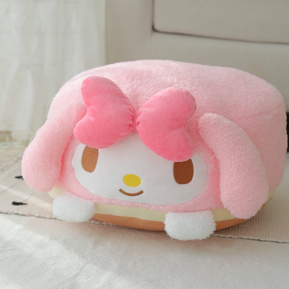 Sanrio Plush My Melody Doll Cute Lovely Lazy Man Sits On A Round Bottom Cushion Kawaii Toys