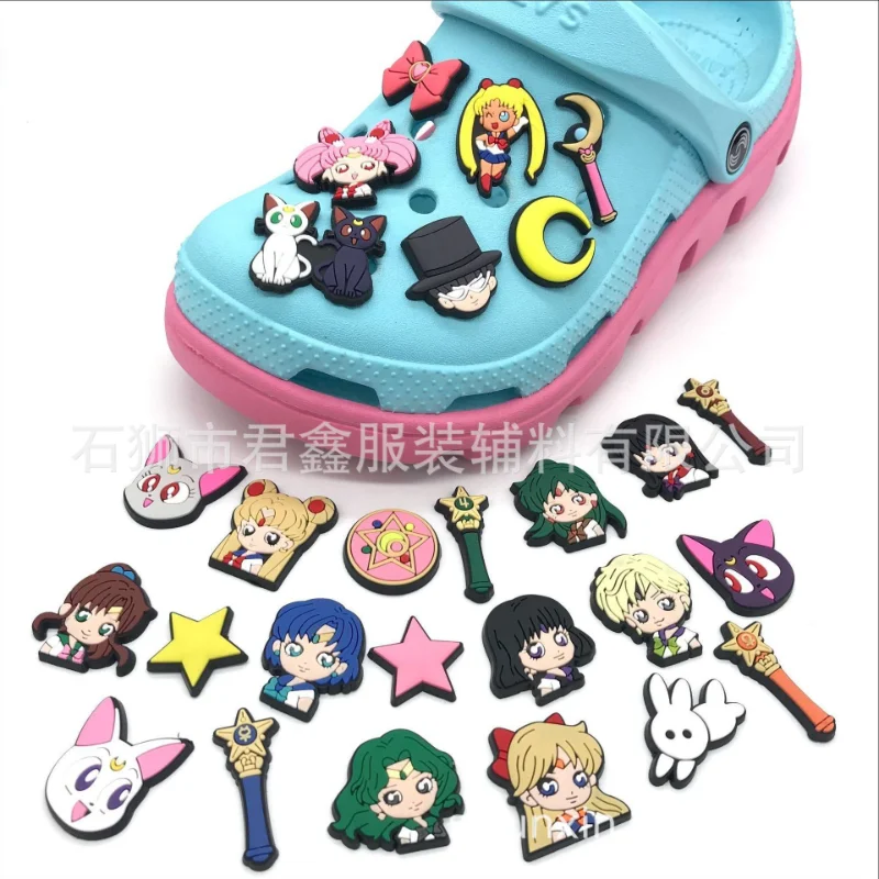 

Sailor Moon series PVC exquisite shoe buckle beach slippers Crocs charm gift for boys and girls
