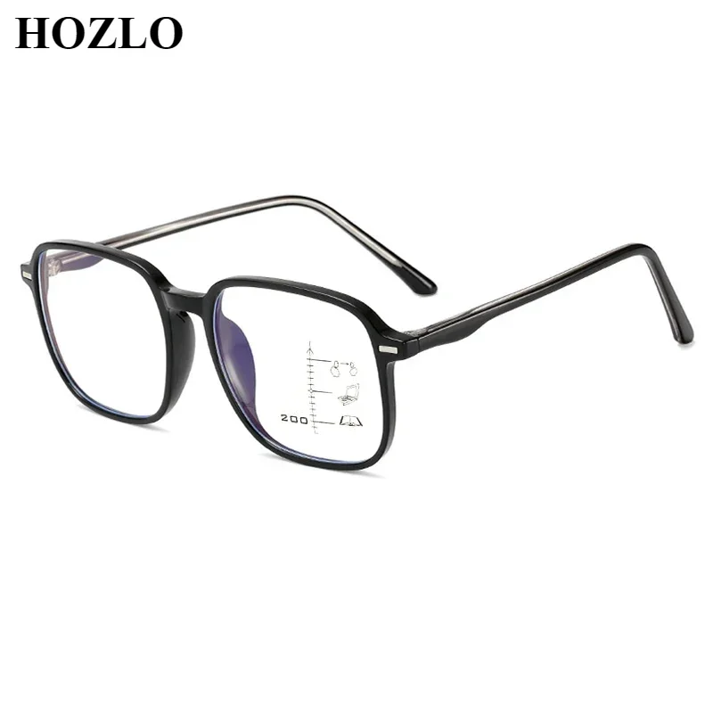 

New Fashion Retro Rivets Large Square TR90 Progressive Multifocals Reading Glasses Women Men Hyperopia Spectacles Look Near Far