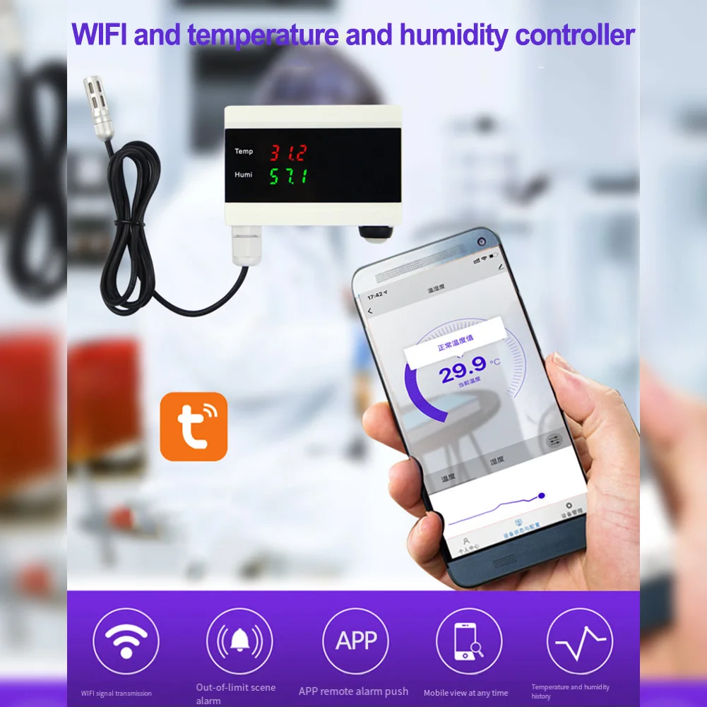 Tuya WiFi Temperature Sensor Thermometer Detector Humidity Hygrometer Detector Alarm Sensor Smart Home Thermostat Controller
Tuya WiFi Temperature Sensor Thermometer Detector Humidity Hygrometer Detector Alarm Sensor Smart Home Thermostat Controller