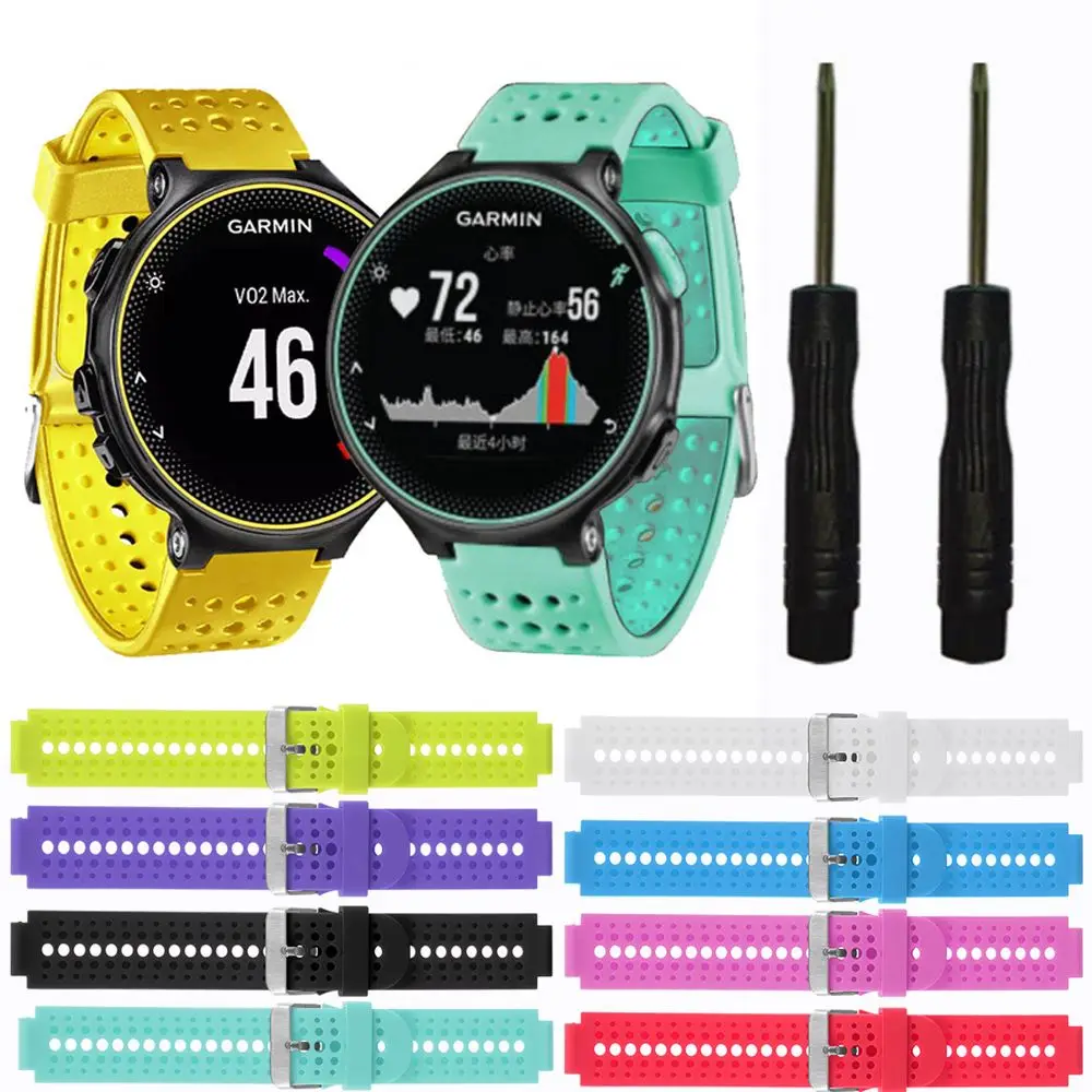 

Garmin Forerunner 220/230/235/620/630/735 Silicone Smart watch Band Solid Color Wrist Strap Replacement Soft Classic Solid Color