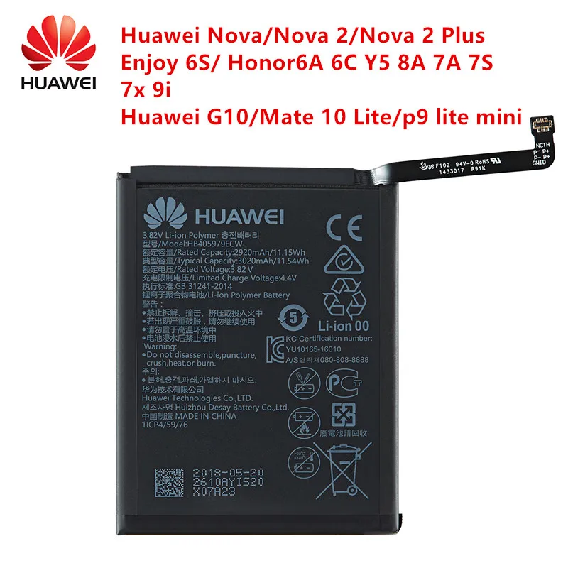 100% Оригинальный аккумулятор Hua Wei для Huawei Nova/Nova 2/Nova 2 Plus Enjoy 6S/ Honor 7A G10/Mate 10 Lite/p9 lite