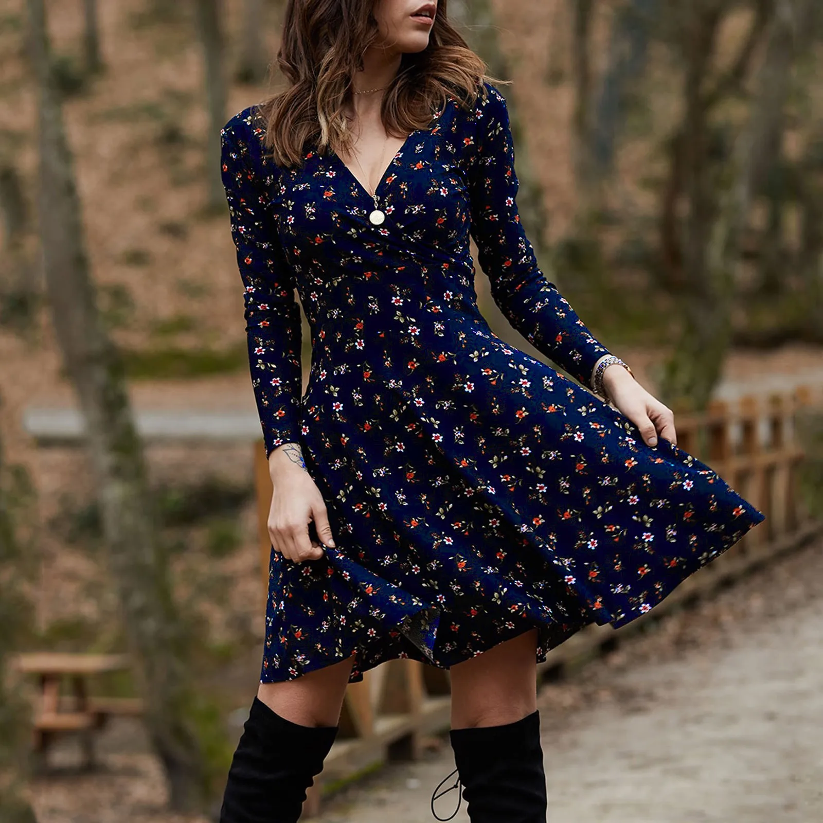 Vestidos Vintage Floral Print Long Sleeve Spring Summer Beach Elegant Dresses Robe Casual V-Neck Mini Dress 2023
Vestidos Vintage Floral Print Long Sleeve Spring Summer Beach Elegant Dresses Robe Casual V-Neck Mini Dress 2023