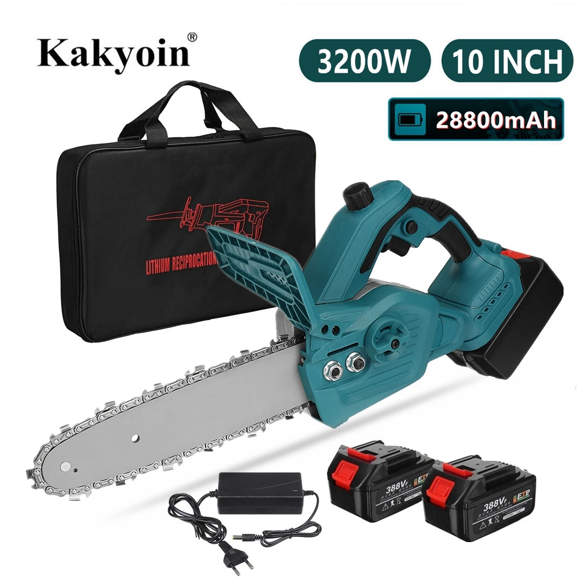 3200W 388VF 10 Inch Cordless Electric Saw Chainsaw with 2PCS Battery Brushless Motor Rechargeable Power Tool for Makita Battery
3200W 388VF 10 Inch Cordless Electric Saw Chainsaw with 2PCS Battery Brushless Motor Rechargeable Power Tool for Makita Battery