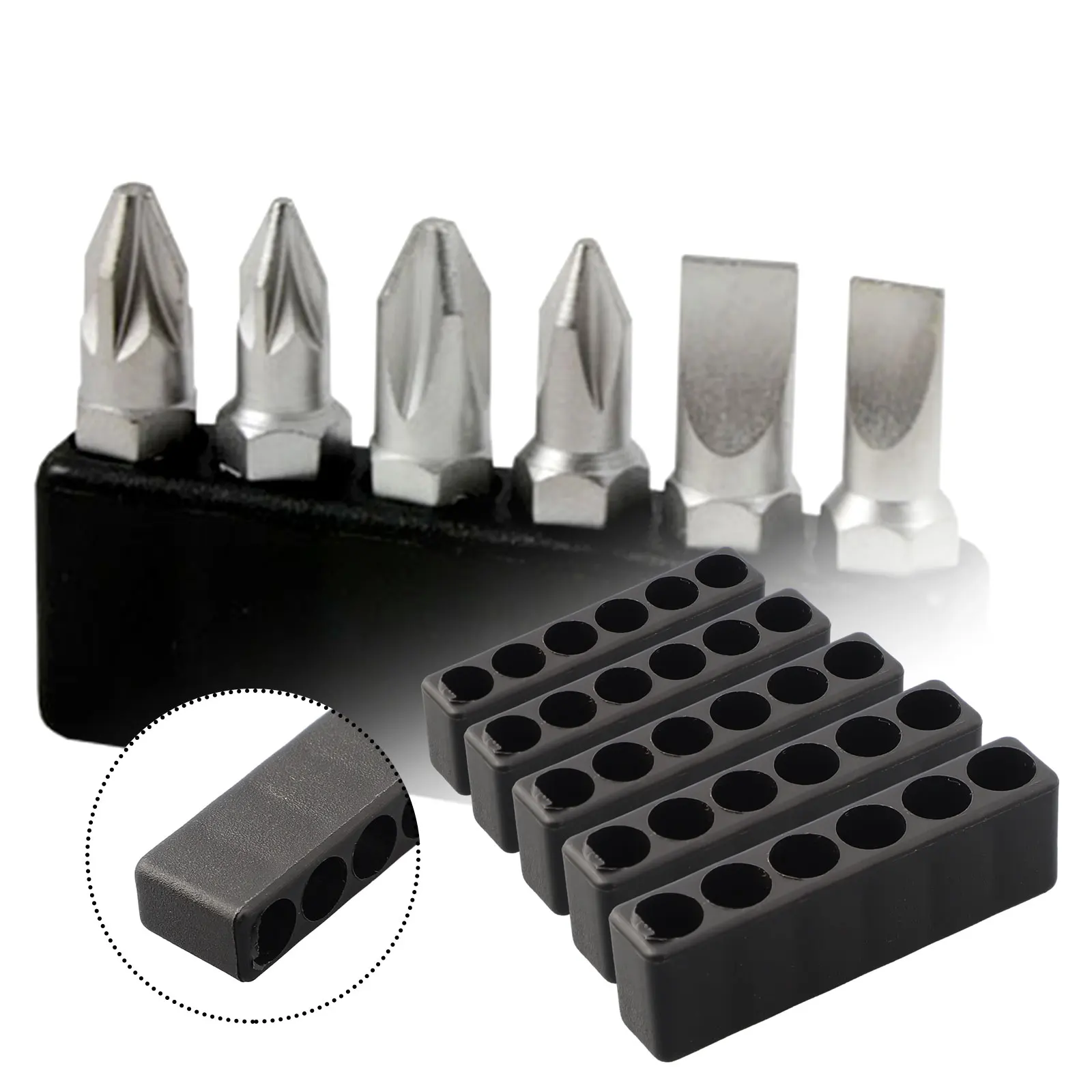 5 Pcs Bit Holder 6 Hole Screwdriver Bit Holder 1/4 Hex Shank Screwdriver Plastic Screwdriver Storage Drill Bit Stand Power Tool
5 Pcs Bit Holder 6 Hole Screwdriver Bit Holder 1/4 Hex Shank Screwdriver Plastic Screwdriver Storage Drill Bit Stand Power Tool