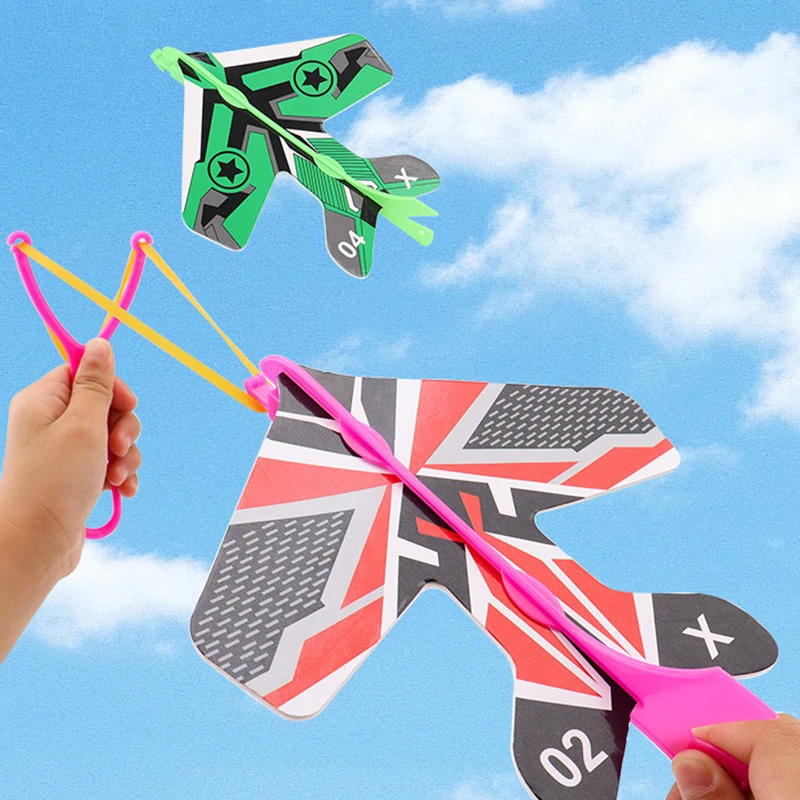 

2Pc Light-up Slingshot Airplane Simulation Flash Catapult Airplane Spinning Flying Toy Parent-child Interactive Outdoor Game Toy