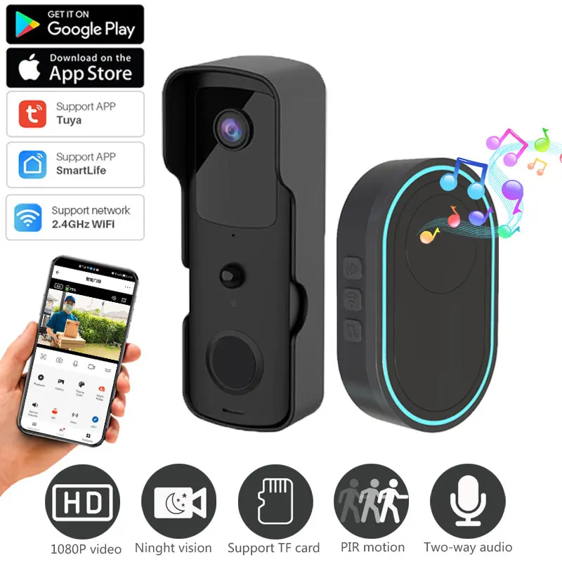 V30S 1080P WiFi Tuya Smart Video Doorbell IP54 Waterproof Camera Video Intercom Doorbell Two-Way Audio Infrared Night Vision
V30S 1080P WiFi Tuya Smart Video Doorbell IP54 Waterproof Camera Video Intercom Doorbell Two-Way Audio Infrared Night Vision