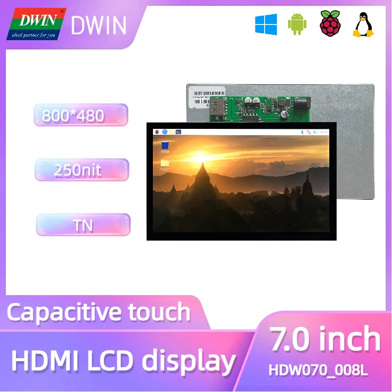 7 Inch 16.7M Colors 800X480 TN LCD Monitor HDMI Industrial Capacitive Touch Screen Suitable for Windows Raspberry Linux
7 Inch 16.7M Colors 800X480 TN LCD Monitor HDMI Industrial Capacitive Touch Screen Suitable for Windows Raspberry Linux