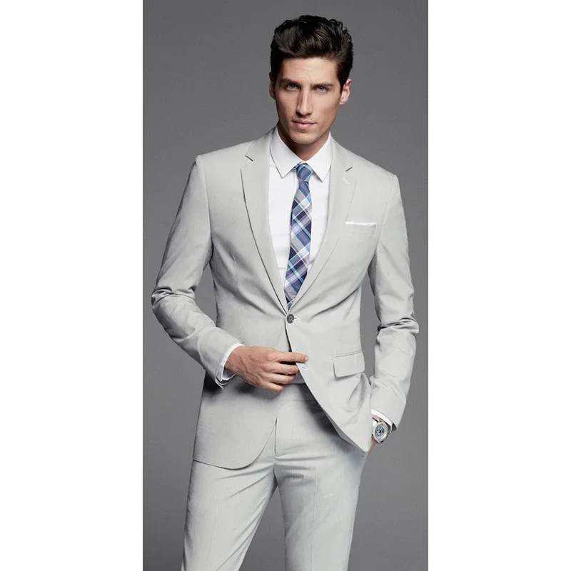 

2024 Fashion Grey Business Men Suits Smart Casual Slim Fit Blazer Hombre High Quality Groom Tuxedo Custom 2 Piece Costume Homme