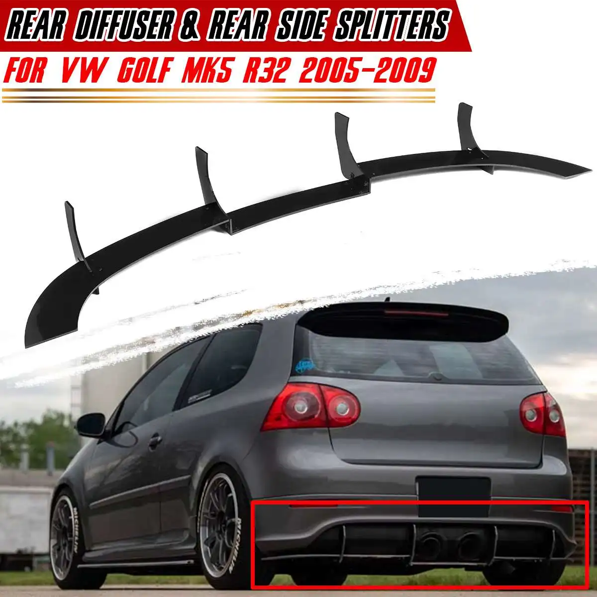 MK5 R32 Car Rear Diffuser Lip & Rear Side Splitters Balck For VW For Golf MK5 R32 2005-2009 ABS Car Rear Bumper Lip Diffuser
MK5 R32 Car Rear Diffuser Lip & Rear Side Splitters Balck For VW For Golf MK5 R32 2005-2009 ABS Car Rear Bumper Lip Diffuser