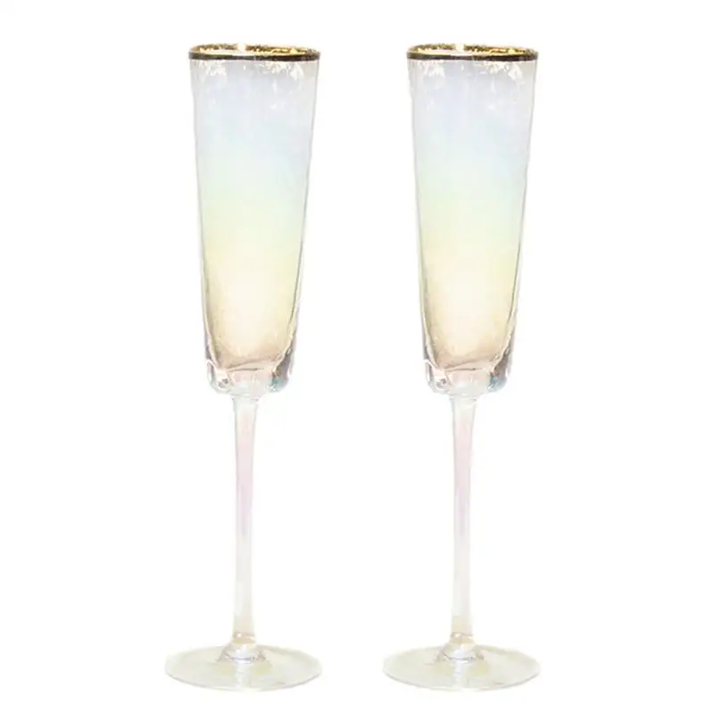 

Champagne Flutes 150ml Gold Rimmed Sparkling Gradient Champagne Glass Champagne Flutes Wedding Party Cocktail Cups Light Wine