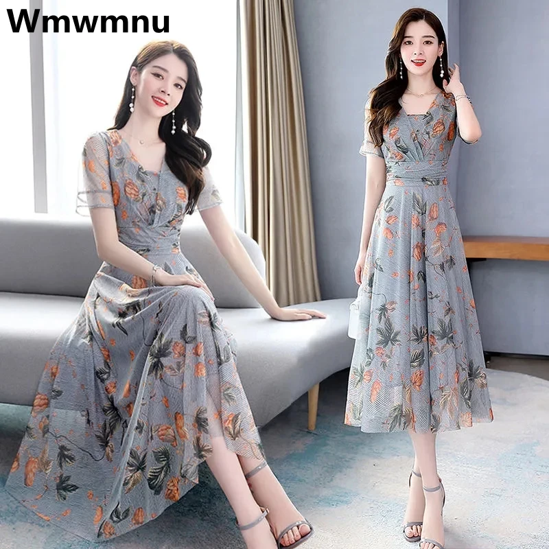 Print Floral Slim Chiffon Dress Oversize 4xl Women Short Sleeve Robes Summer Fashion Korean Midi Vestido Elegant Casual Dresses
Print Floral Slim Chiffon Dress Oversize 4xl Women Short Sleeve Robes Summer Fashion Korean Midi Vestido Elegant Casual Dresses