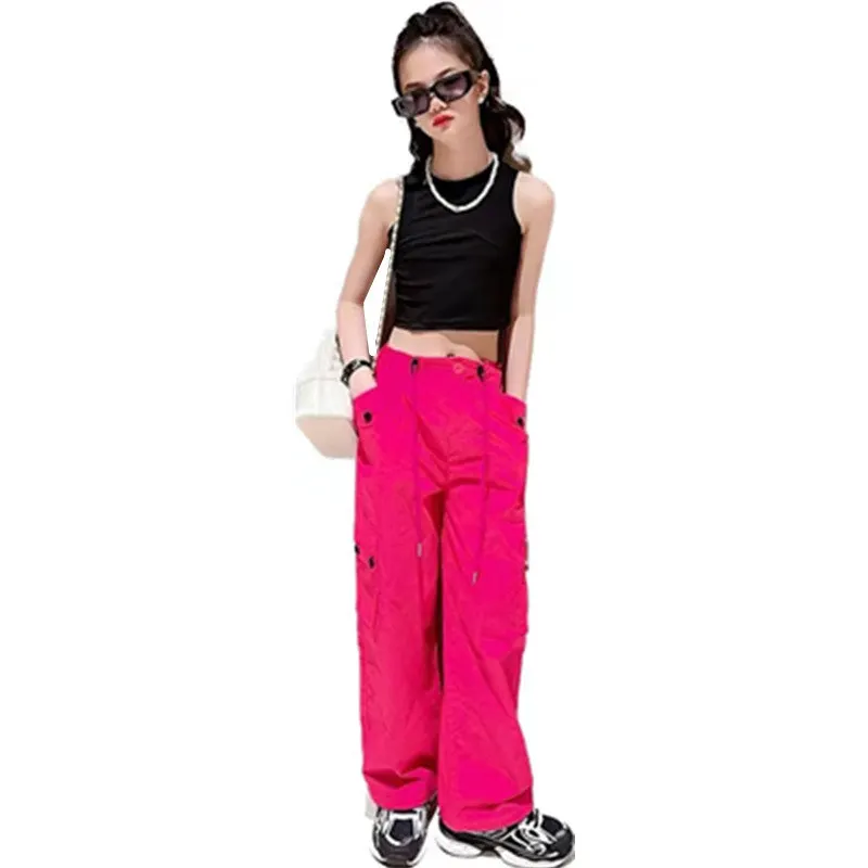 Girls Summer Vest Tops + Wide Cargo Pants Thin Solid Color Fashion Design Casual Teenage Kids All-Match Children's Clothing Sets
Girls Summer Vest Tops + Wide Cargo Pants Thin Solid Color Fashion Design Casual Teenage Kids All-Match Children's Clothing Sets