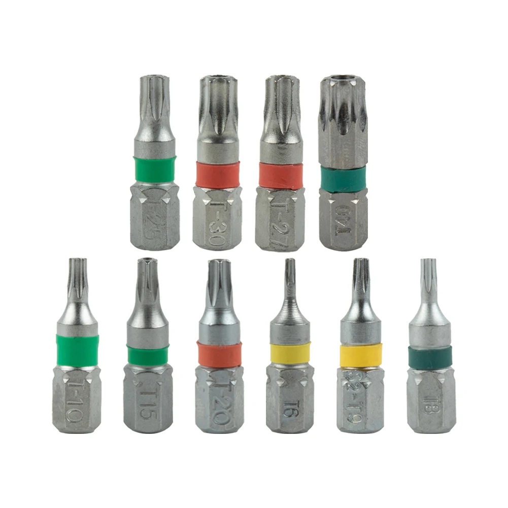 10Pcs 25mm Magnetic Screwdriver Bit T6 T8,T9 T10 T15 T20 T25 T27 T30 T40 Hex Shank Head Spanner For 1/4" Electric Screw Driver
10Pcs 25mm Magnetic Screwdriver Bit T6 T8,T9 T10 T15 T20 T25 T27 T30 T40 Hex Shank Head Spanner For 1/4" Electric Screw Driver