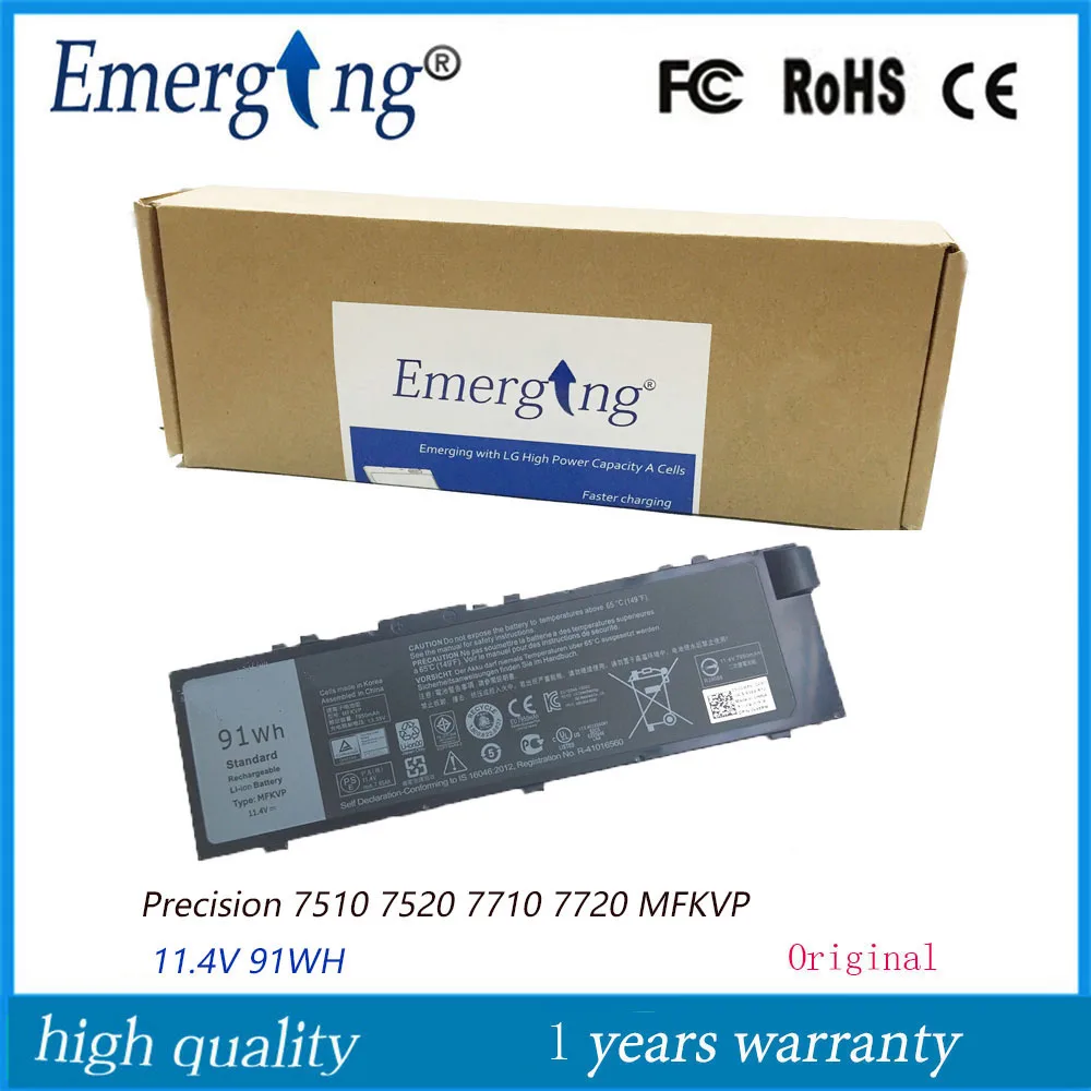 11.4V 91wh New original Laptop Battery For Dell Precision 15 7510 7520 7720 M7710 MFKVP GR5D3 T05W1 1G9VM M28DH RDYCT
11.4V 91wh New original Laptop Battery For Dell Precision 15 7510 7520 7720 M7710 MFKVP GR5D3 T05W1 1G9VM M28DH RDYCT