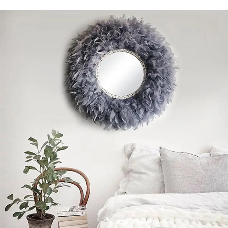 

Fluffy Feather Wall Hangings Ornaments Straw Crafts Flower Decorative Hanging Pictures Aesthetic Room Decor Backdrop Display