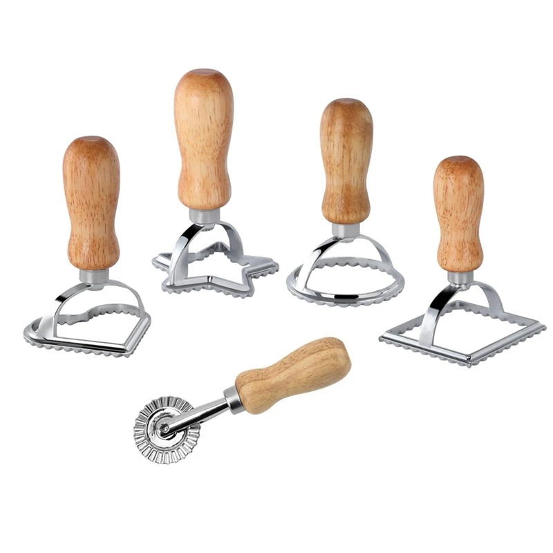 Ravioli Maker Cutter With Roller Wheel Ravioli Stamp Set With Wooden Handle, Pasta Press Tools 5Piece
Ravioli Maker Cutter With Roller Wheel Ravioli Stamp Set With Wooden Handle, Pasta Press Tools 5Piece