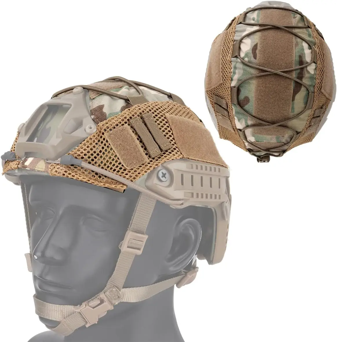 

Fast MH PJ BJ Helmet Tactical Camouflage Helmet Cover Airsoft Paintball Helmet Headdress Cover Accessories with Elastic Straps