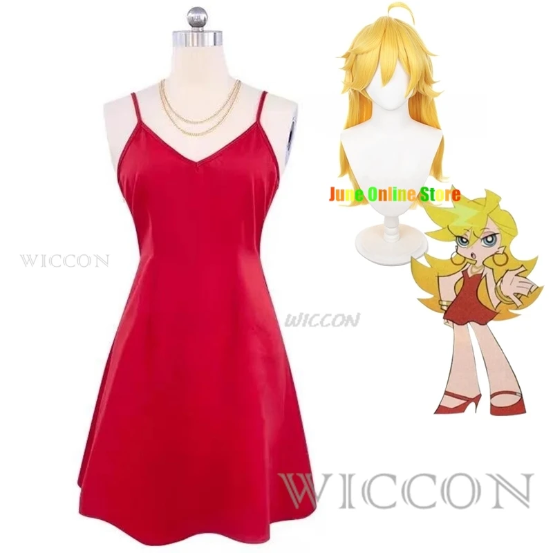 

Panty·Anarchy Cosplay Costume Wig Red Camisole Skirt Woman Sexy Halloween Suit Anime Panty & Stocking with Garterbelt