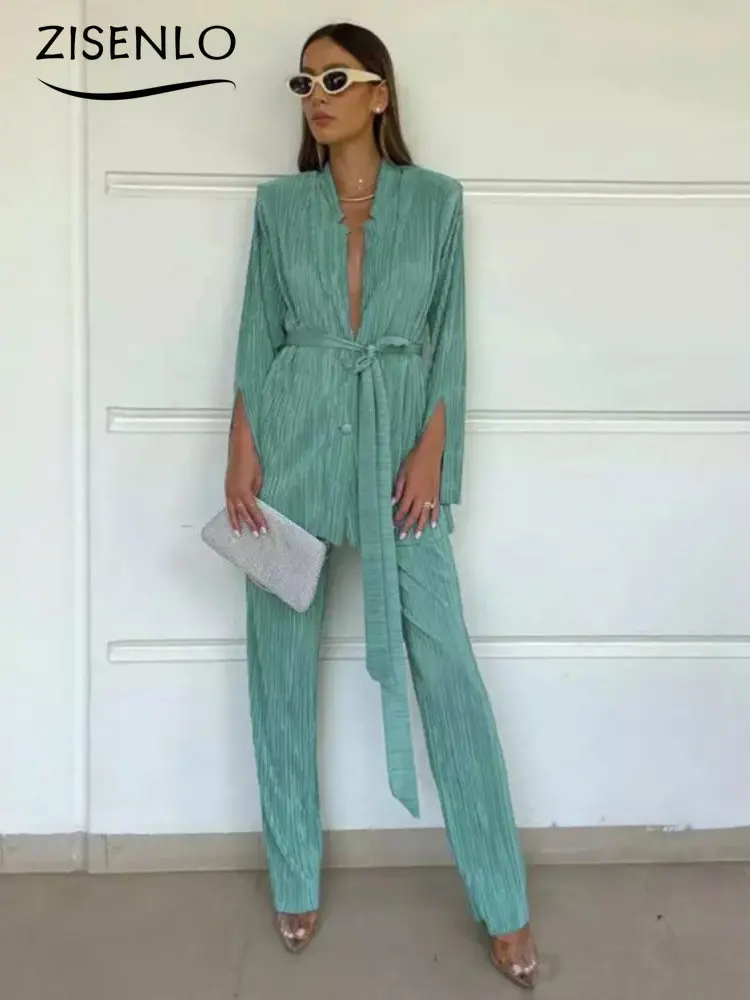 Elegant Pant Sets Autumn New Fashion Suit Open Sleeves Laced Shirt Pleated Pants Two Piece Set for Women Pleated Lace-up Outfits
Elegant Pant Sets Autumn New Fashion Suit Open Sleeves Laced Shirt Pleated Pants Two Piece Set for Women Pleated Lace-up Outfits