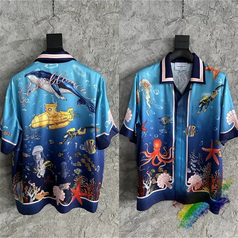 Blue Casablanca Silk Shirt Men Women 1:1 Best Quality Marine Animal Patterns Short Sleeve Hawaii Beach Shirts
Blue Casablanca Silk Shirt Men Women 1:1 Best Quality Marine Animal Patterns Short Sleeve Hawaii Beach Shirts