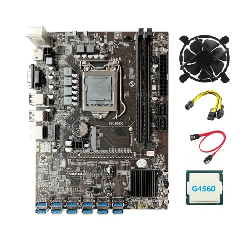 Оригинальная материнская плата для майнинга BTC, 12GPU PCIE в Разъем USB3.0, процессор LGA1151 + G4560 + кабель SATA + вентилятор охлаждения + 6-контактный двойной 8-контактный кабель
Оригинальная материнская плата для майнинга BTC, 12GPU PCIE в Разъем USB3.0, процессор LGA1151 + G4560 + кабель SATA + вентилятор охлаждения + 6-контактный двойной 8-контактный кабель