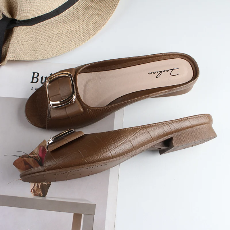 New Ladies Sandals Summer Half Slippers Women's Fashion Square Buckle Casual Thick Heel Outer Wear Flat Sandals
New Ladies Sandals Summer Half Slippers Women's Fashion Square Buckle Casual Thick Heel Outer Wear Flat Sandals