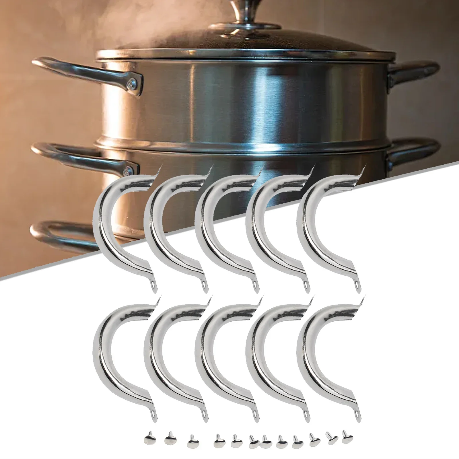 10 PCS Stainless Steel Pot Side Handle Pot Replacement Handle Double Lug Handle Cookware Parts Kitchen Supplies
10 PCS Stainless Steel Pot Side Handle Pot Replacement Handle Double Lug Handle Cookware Parts Kitchen Supplies