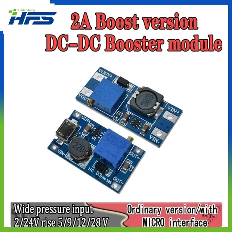

MT3608 2A DC-DC Step Up Converter Booster Power Supply Module MAX output 2V-24V to 5V 9V 12V 28V for arduino