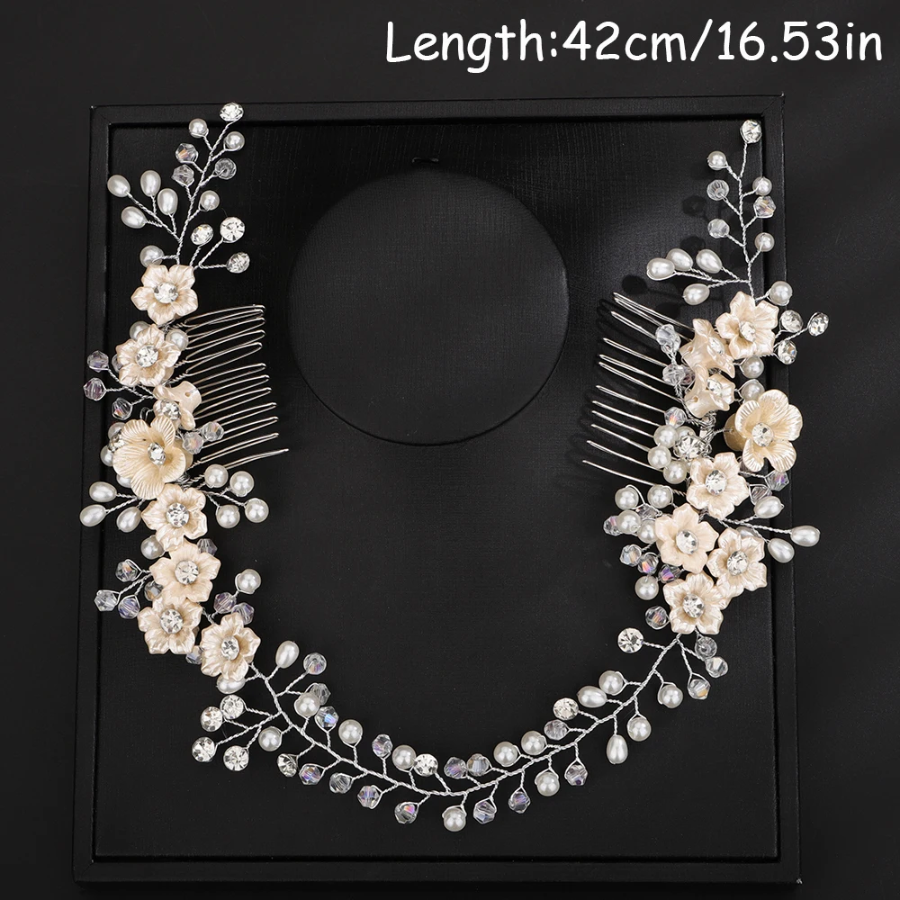 Rhinestone Pearl Wedding Headband Hair Comb for Women Crystal Handmade Flower Head Accessories Ornaments Trendy Party Headpieces 1 Sf7f9b828278e49c38f8e33c66ec8c94fE