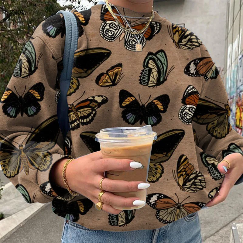New European and American Women's Loose and Comfortable Casual Butterfly Print Long Sleeved Personalized Hoodie Women's Thin Top
New European and American Women's Loose and Comfortable Casual Butterfly Print Long Sleeved Personalized Hoodie Women's Thin Top