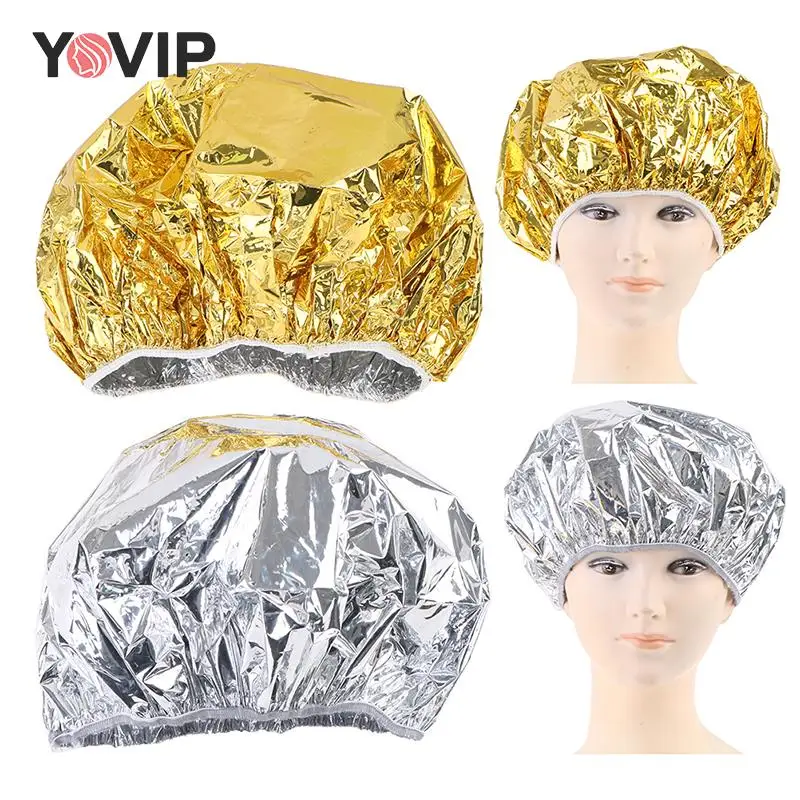 

30cm In Diameter Shower Cap Heat Insulation Aluminum Foil Hat Elastic Bathing Cap For Women Hair Salon Bathroom