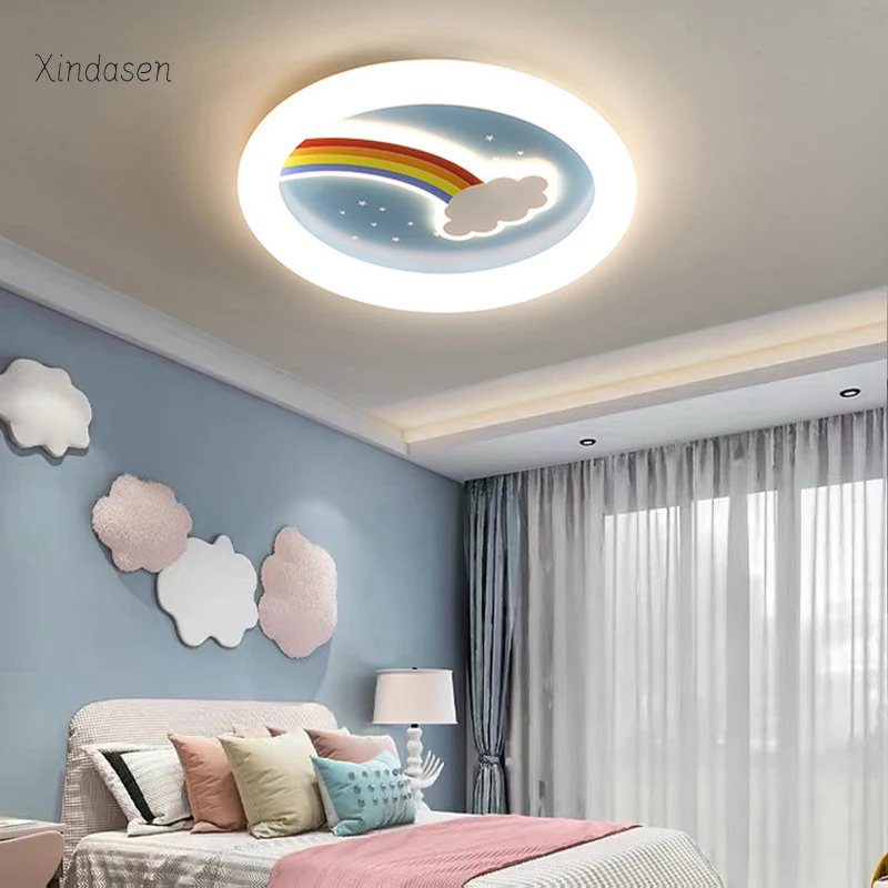 

Светильник потолочный светодиодный с радужными облаками, разноцветный мультяшный декор потолочная люстра для детской комнаты, спальни, кабинета, детской комнаты, светильники потолочные