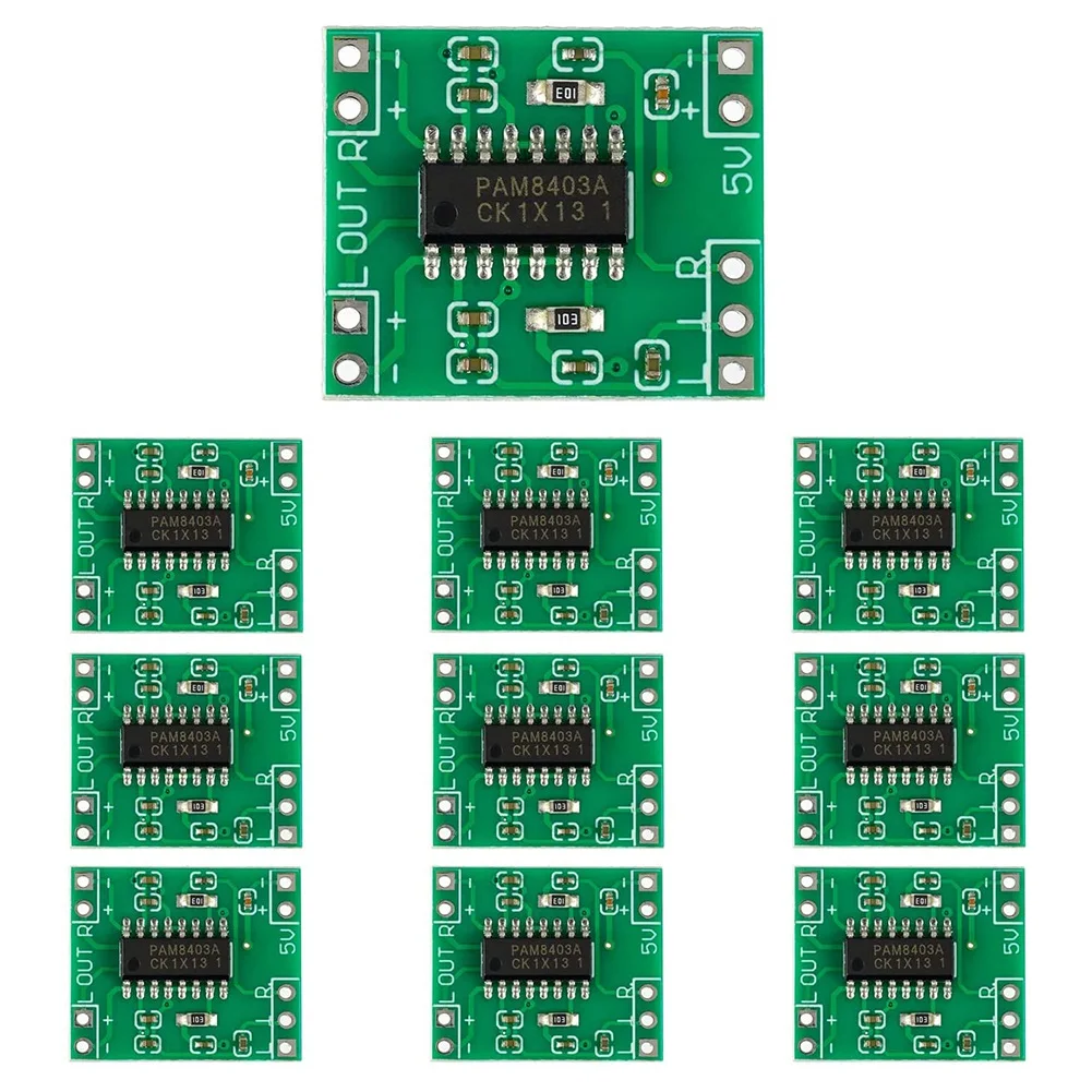 10 PCS PAM8403 Module Super Mini Digital Amplifier Board 2 x 3W Class D Digital 2.5V to 5V Power Amplifier Board
10 PCS PAM8403 Module Super Mini Digital Amplifier Board 2 x 3W Class D Digital 2.5V to 5V Power Amplifier Board