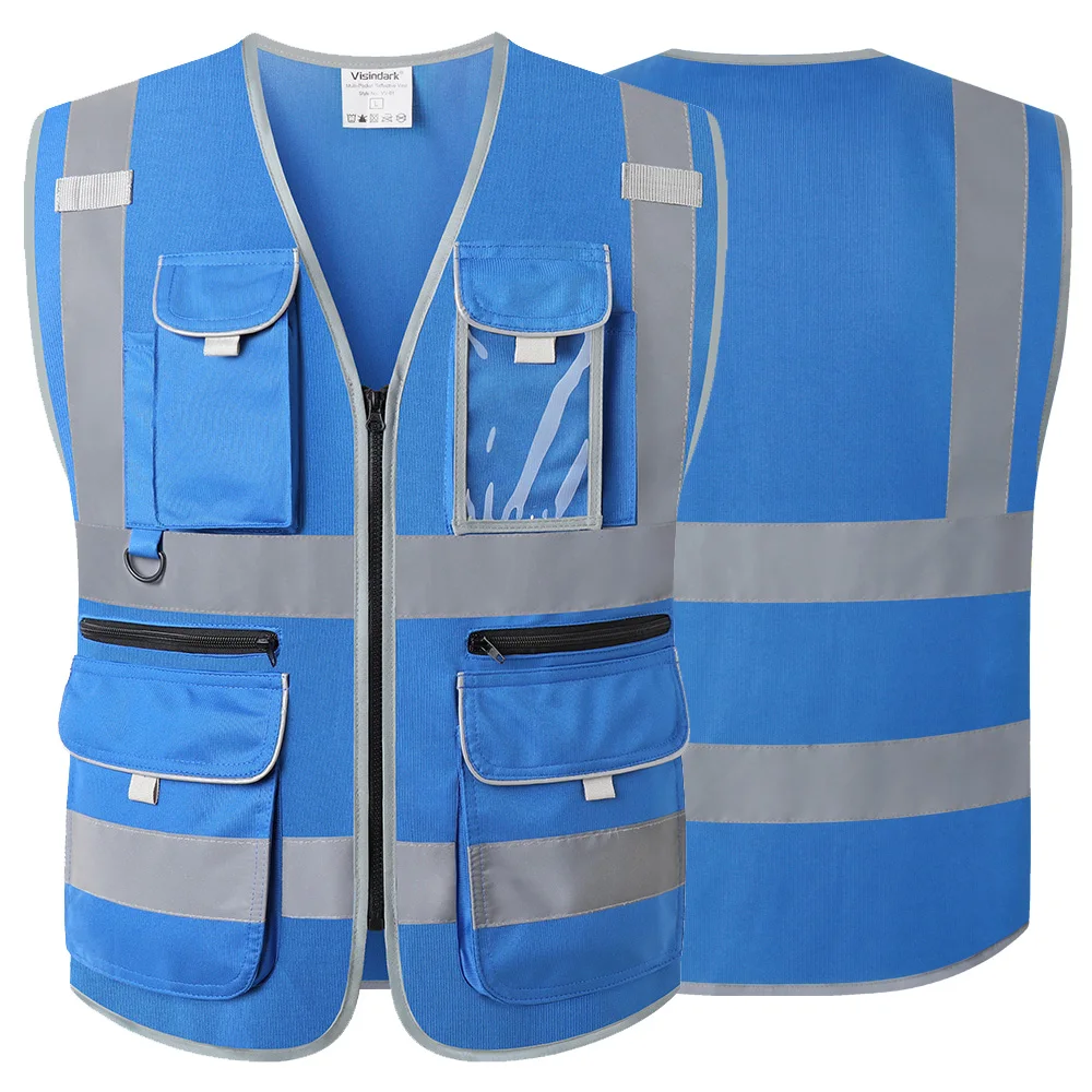 9 Multi-Pockets Blue Safety Vest Reflective with Pockets and Zippers Construction Reflective Work Vest For Men
9 Multi-Pockets Blue Safety Vest Reflective with Pockets and Zippers Construction Reflective Work Vest For Men
