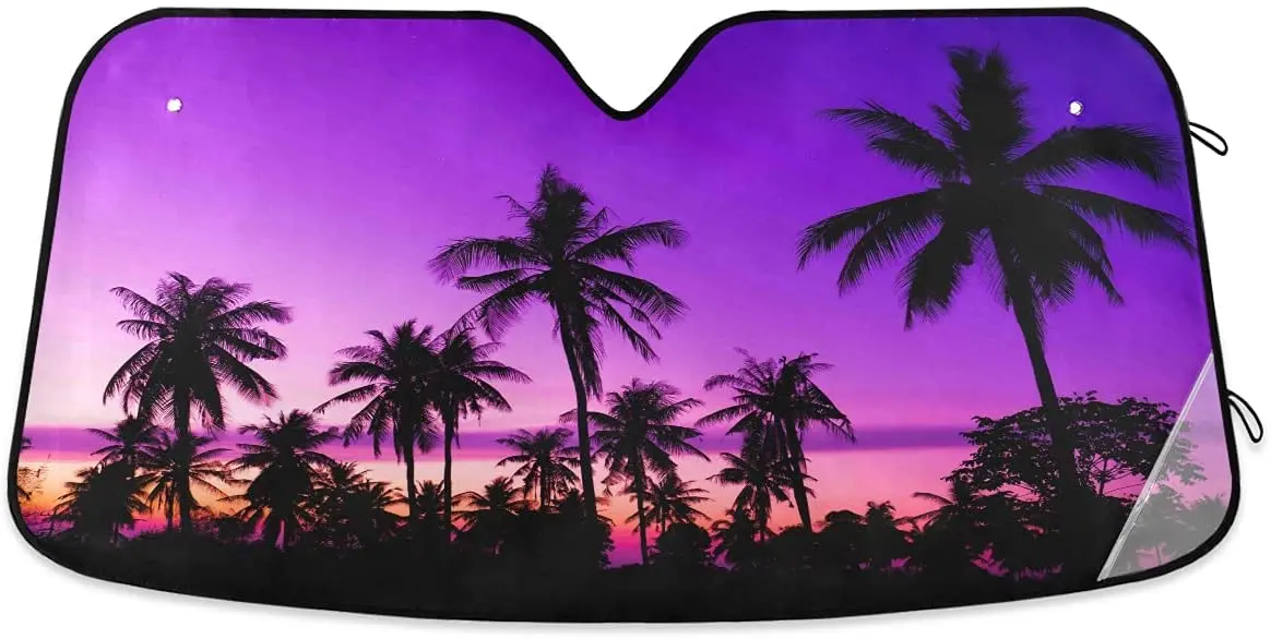 Tropical Beach Palm Tree Car Sun Shade Windshield Purple Sunset Sky Sunshades Reflective UV Rays Protector Keep Your Vehicle Coo 
Tropical Beach Palm Tree Car Sun Shade Windshield Purple Sunset Sky Sunshades Reflective UV Rays Protector Keep Your Vehicle Coo