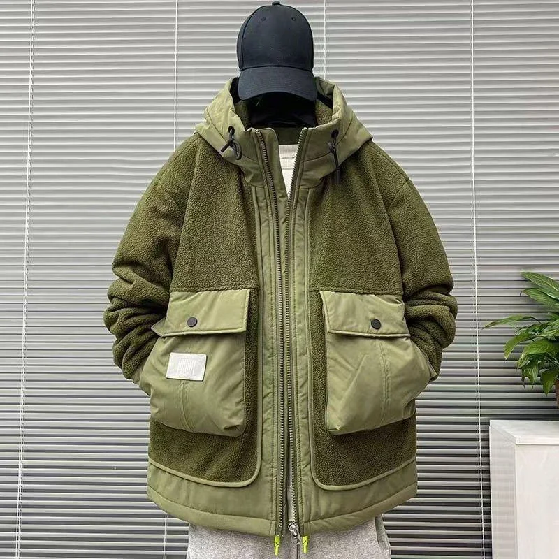TAFN Men's Padded Jackets Japan Style Spliced Lamb Wool Thick Parkas Workwear Large Pocket Long Padding Oversized Hooded Top
TAFN Men's Padded Jackets Japan Style Spliced Lamb Wool Thick Parkas Workwear Large Pocket Long Padding Oversized Hooded Top