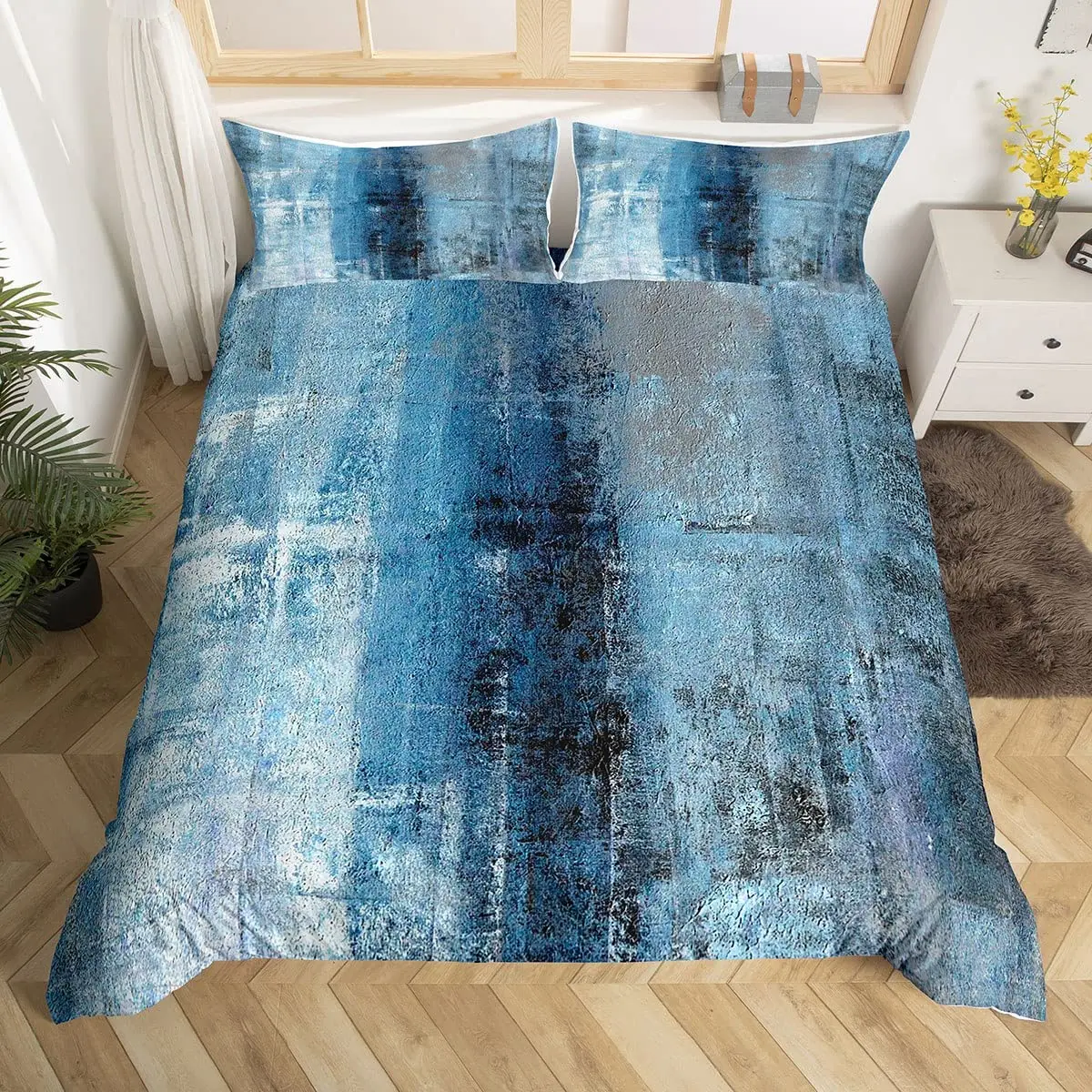 Blue White Duvet Cover for Kid,Abstract Art Painting Comforter Cover for Adult, Soft Bedroom Decor Quilt Cover King Size 3 Piece
Blue White Duvet Cover for Kid,Abstract Art Painting Comforter Cover for Adult, Soft Bedroom Decor Quilt Cover King Size 3 Piece