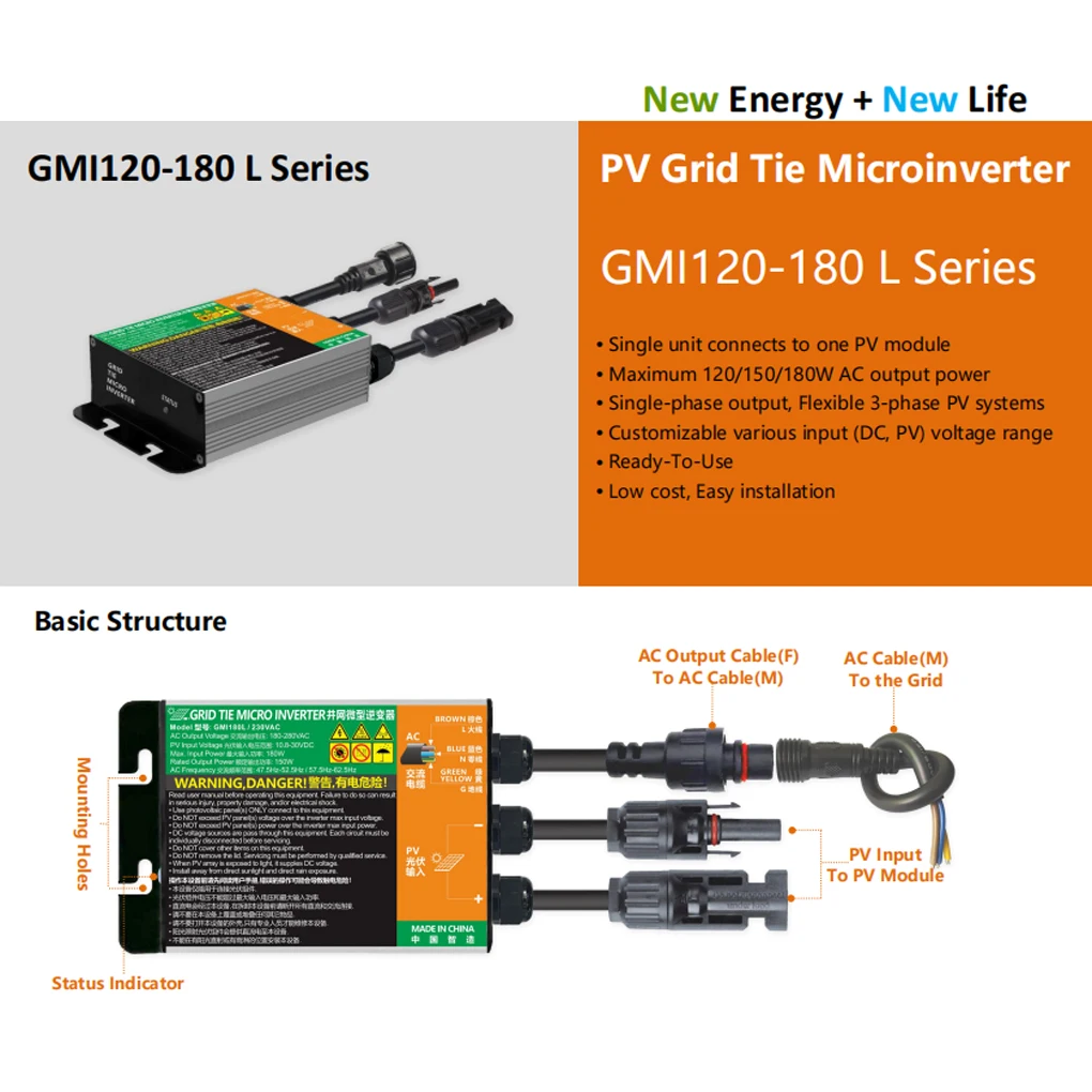 Portable Solar Inverter Versatile Applications Reduce Energy Bills Low Maintenance On Grid Inverter GMI150L 10.8-30V 80V-160VAC
Portable Solar Inverter Versatile Applications Reduce Energy Bills Low Maintenance On Grid Inverter GMI150L 10.8-30V 80V-160VAC