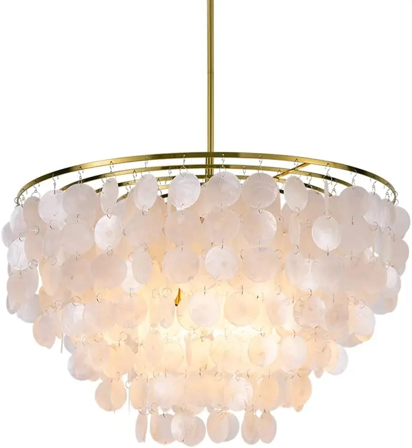 Wellmet Natural Capiz Shell Chandelier, 6 Lights Gold Coastal Modern Chandelier Pendant Lighting, Hanging Round Layered
Wellmet Natural Capiz Shell Chandelier, 6 Lights Gold Coastal Modern Chandelier Pendant Lighting, Hanging Round Layered