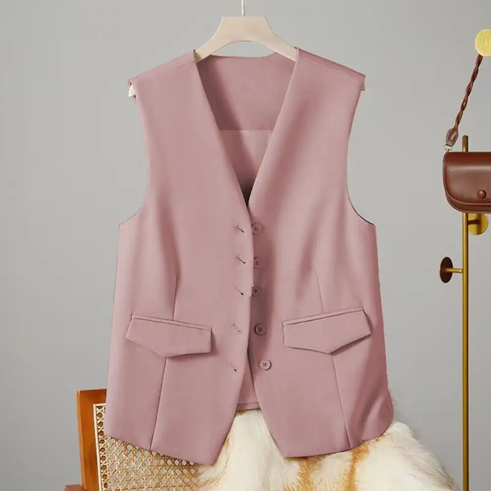 Women Vest Solid Color Waistcoat Elegant Women's Single-breasted V Neck Waistcoat with Decorative Pockets Formal for Office
Women Vest Solid Color Waistcoat Elegant Women's Single-breasted V Neck Waistcoat with Decorative Pockets Formal for Office