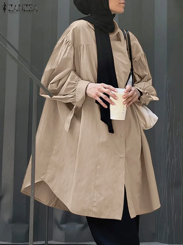 2023 ZANZEA Autumn Fashion Solid Muslim Blouse Woman Vintage Party Blusas Mujer Puff Sleeve Lapel Shirt Elegant Loose Tunic Tops
2023 ZANZEA Autumn Fashion Solid Muslim Blouse Woman Vintage Party Blusas Mujer Puff Sleeve Lapel Shirt Elegant Loose Tunic Tops