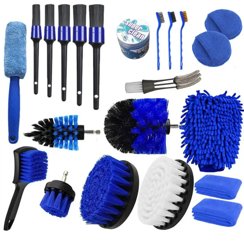 

Car Detailing Brush Kit Auto Cleaning Brush Set 30pcs Power Scrubber Tools Air Vents Rim Cleaning Dirt Dust Cleaning Accessories