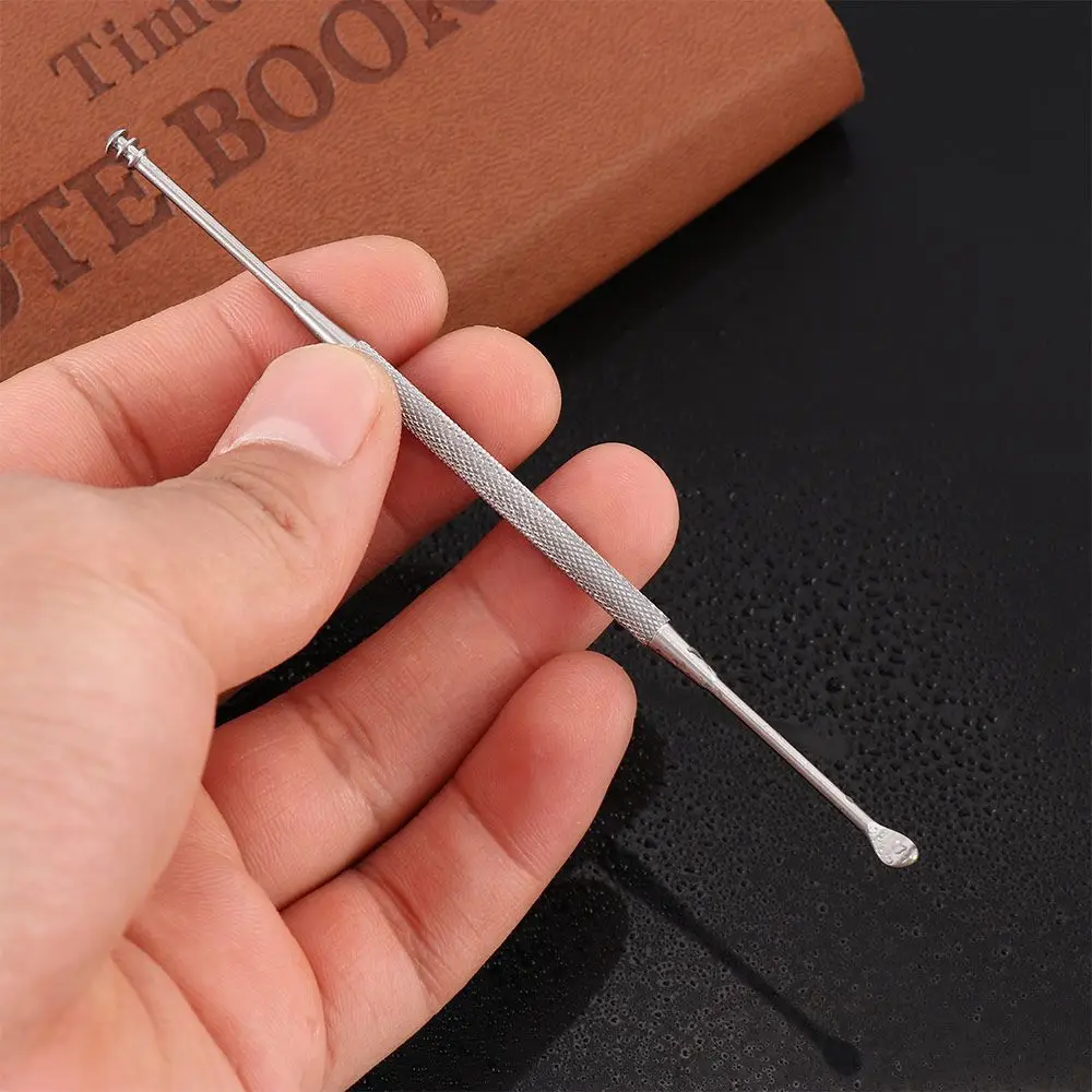 

Portable New 2 In 1 EarPick Ear Cleaners Tool Earwax Removal Spoon Cleaner Double Ended EarPick Spiral Ear Pick Stainless Steel